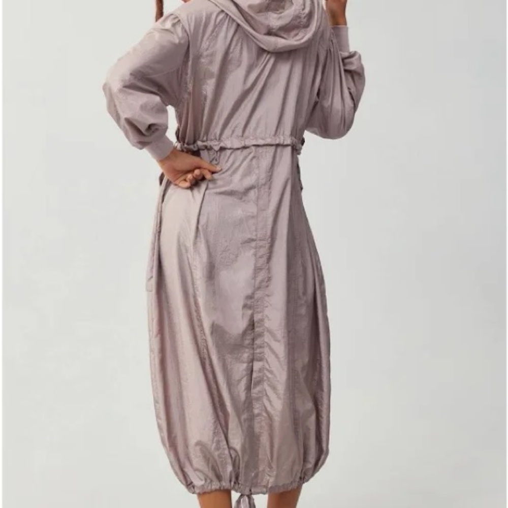 Anthropologie Metallic Hooded Lightwave Drawstring  Mauve Pink Jacket